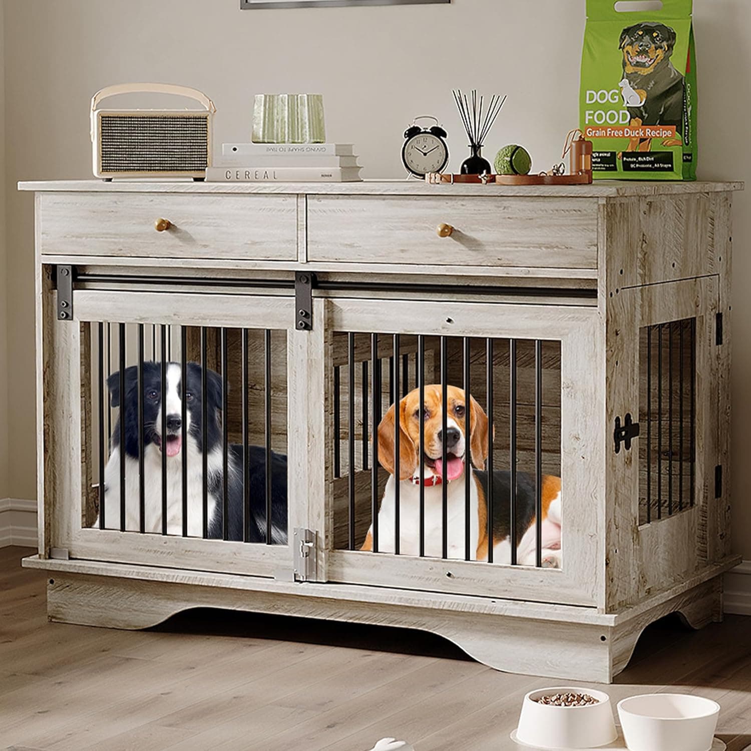 47" Retro Grey Dog Furniture Crate