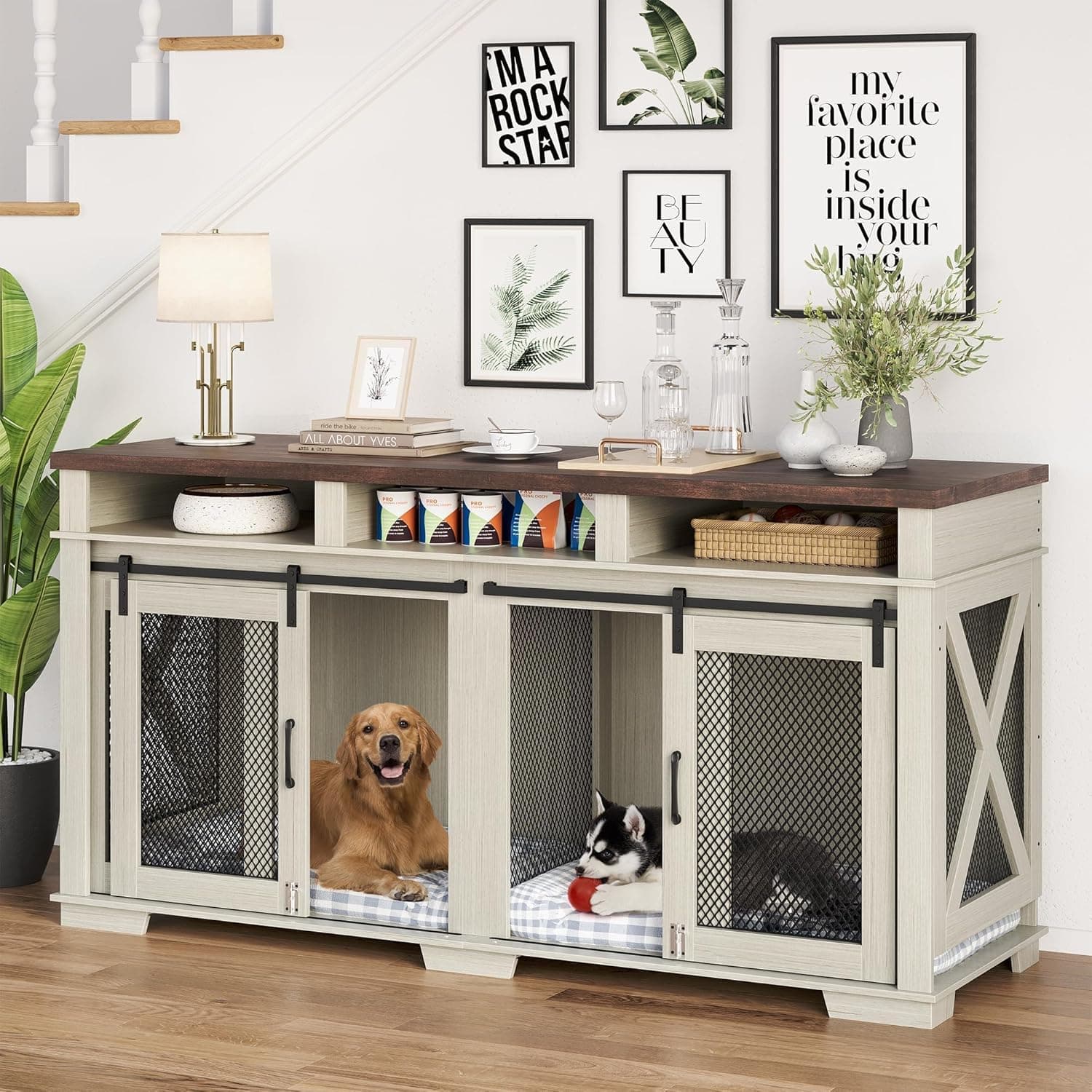 Industrial Double Dog Kennel with Divider