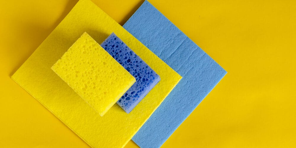 Use a damp sponge Use a damp sponge